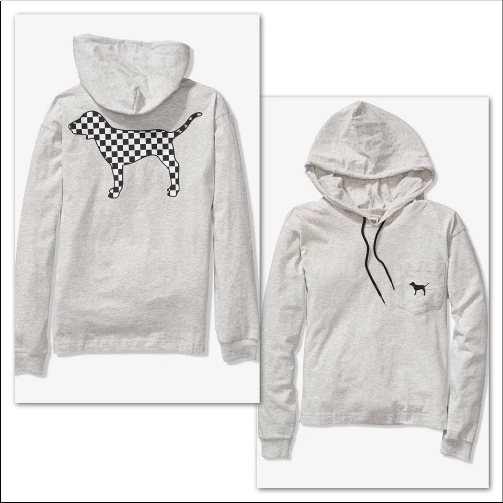Victoria secret light gray hooded T-shirt